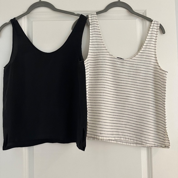 Two Pack Madewell Tanks: Silk Black & Linen Stripe - Picture 2 of 2